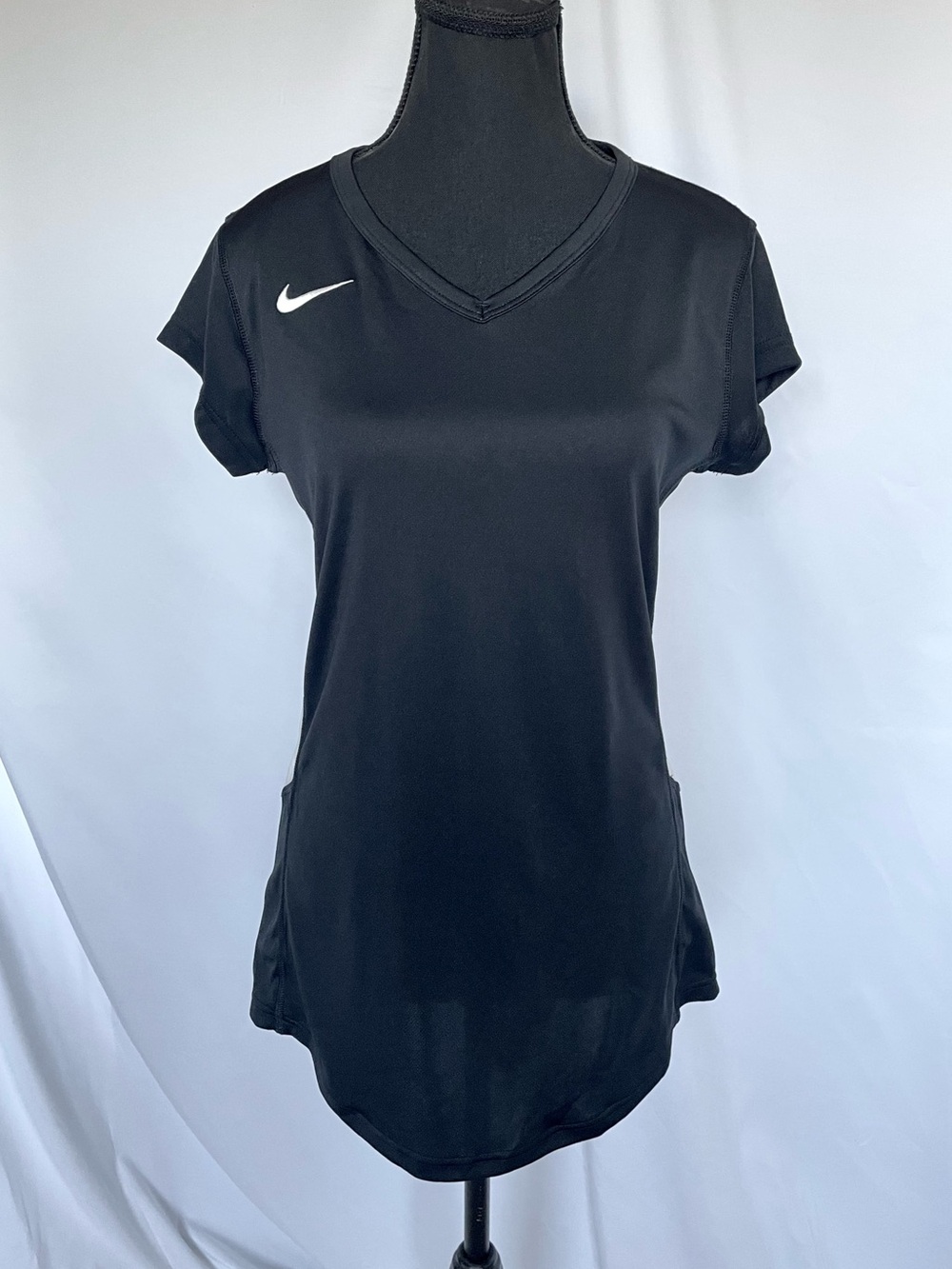 NEW Nike Black Court Raider Cap Sleeve Volleyball Jersey V-Neck Dri Fit Tee Sz L